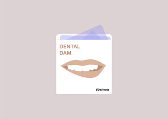 A box of dental dam latex sheets, stomatology tools