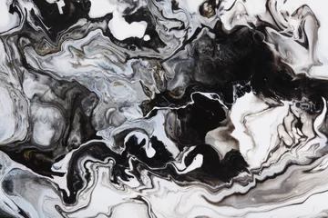 Rolgordijnen Marble texture grain painting wall. Art Abstract flow pour acrylic color. Wave stain blot copy space background. © Liliia