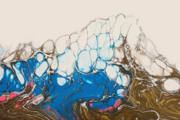 Rolgordijnen Marble texture grain painting wall. Art Abstract flow pour acrylic color. Wave stain blot background. © Liliia
