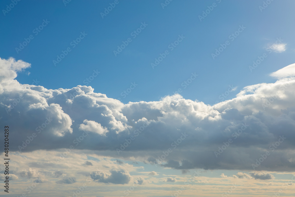 Wall mural cumulus clouds with blue sky on a sunny day of summer. beautiful cloudscape