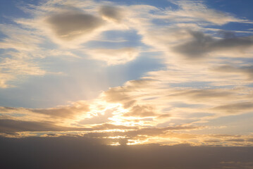 Naklejka na ściany i meble Wonderful view of the sky and clouds with the twilight