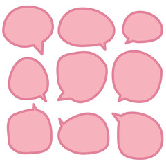 Set doodle speech bubbles on a white background, vector speaking or talk bubble
