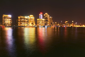 Fototapeta na wymiar Night view of buildings in Lujiazui, Huangpu River, Shanghai