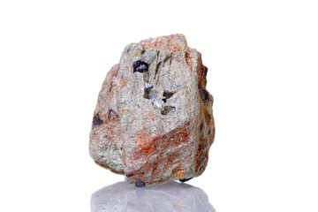 macro mineral stone Magnetite on a white background