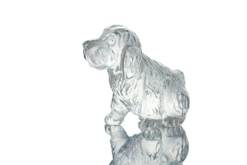 beautiful statuette of a dog from the mineral topaz on a white background