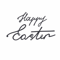 A handwritten inscription wishing a happy Easter. Lettering for layouts and postcards. Isolated text on a white background