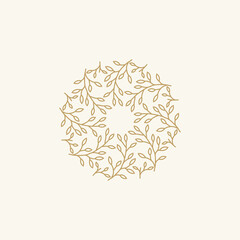 leaf circle luxury and elegant logo design template