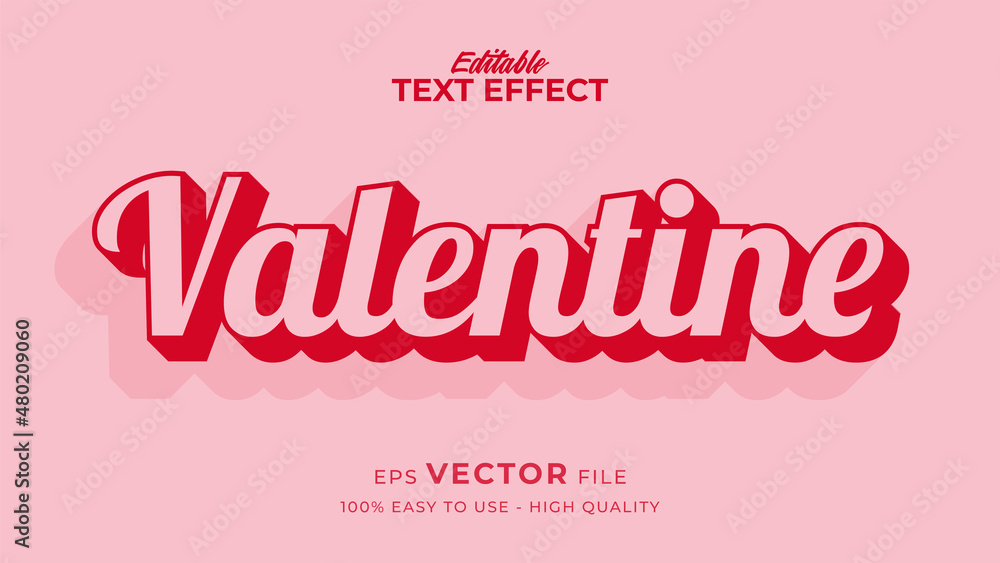 Aufkleber editable text style effect - valentine text in style theme