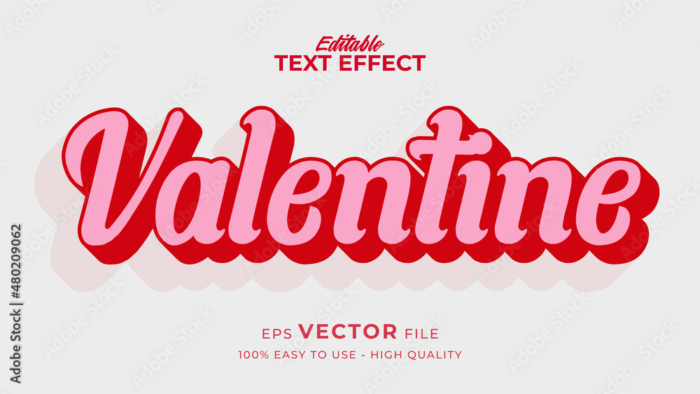 Aufkleber editable text style effect - valentine text in style theme