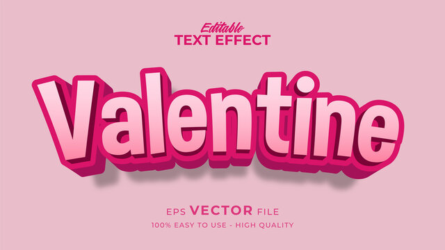 Editable text style effect - valentine text in style theme