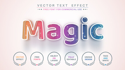 Fototapeta na wymiar Magic Rainbow - Editable Text Effect, Font Style