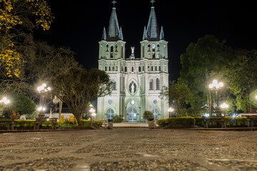 Fototapeta na wymiar Jardin, Antioquia, Colombia. March 16, 2020: Basilica of the Immaculate Conception.