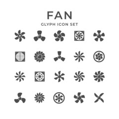 Set glyph icons of fan