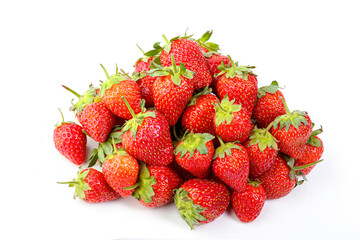 beautiful and ripe red strawberries on a white background