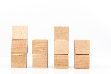 Wooden cubes on a white background