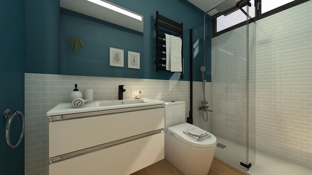 BA&Ntilde;O CON DUCHA Y MAMPARA ESTILO INDUSTRIAL 