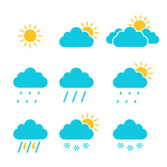 Trendy weather icons vector set. Forecast weather icons. Vector illustration isolated.