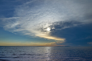 Sea sunset. Quiet calm sea.