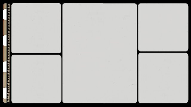 construction kit of 35mm cine film strip with empty frames and optical stereo sound showing the amplitude of the audio signal.