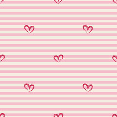 seamless red glitter heart shape pattern  on stripe background , wink pattern