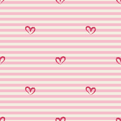 seamless red glitter heart shape pattern  on stripe background , wink pattern