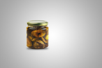 Homemade fig jam in a glass jar - Isolated