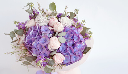 Modern stylish design flower bouquet. Holiday, celebration, florist concept