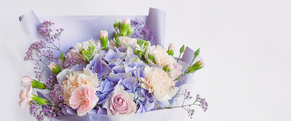 Modern stylish design flower bouquet. Holiday, celebration, florist concept