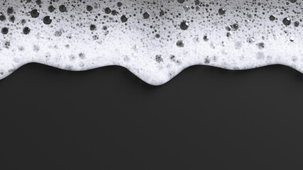 White soap foam drips down the wall. 3d render image.