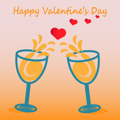 Valentin's day, Two glasses of white wine create a great mood for Valentine's Day.