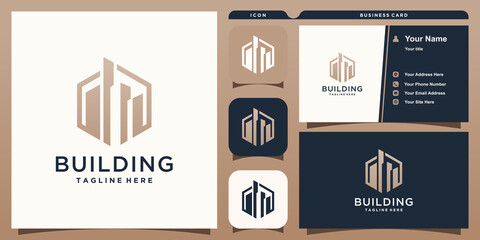 Building logo design for business Premium Vector