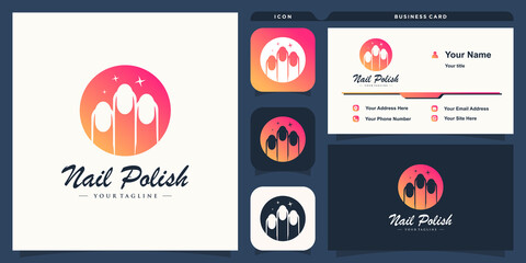 Nail logo design for woman and beauty company Premium Vector