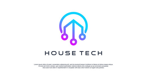 House tech logo design for business and technology Premium Vector
