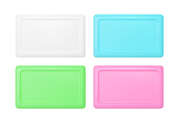 Soap bars mockup set. Realistic vector colored soap.