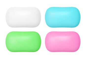 Soap bars mockup set. Realistic vector colored soap.