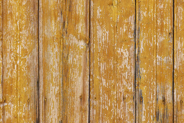 Horizontal wooden background from old boards with cracked paint. Wooden texture.