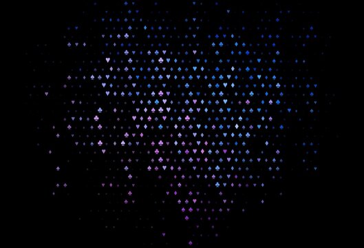 Dark blue, red vector template with poker symbols.