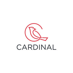 cardinal bird logo, illustration of animal shapes with simple line style