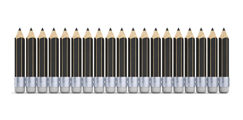 Set of black 3d pencils for back to school