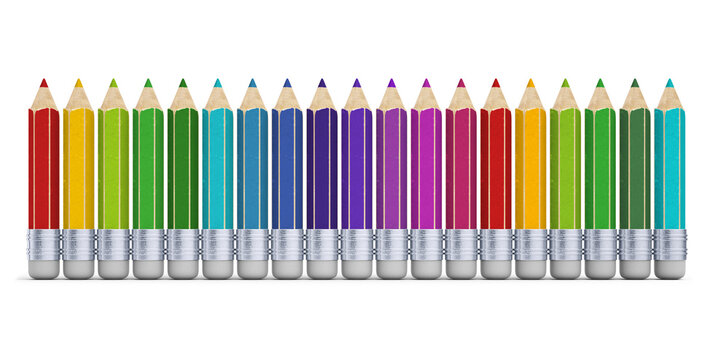 Set of colorful 3d pencils for back to school 
