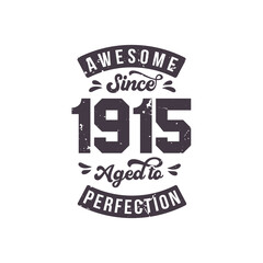 Born in 1915 Awesome Retro Vintage Birthday, Awesome since 1915 Aged to Perfection