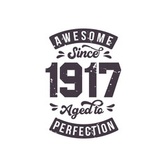 Born in 1917 Awesome Retro Vintage Birthday, Awesome since 1917 Aged to Perfection