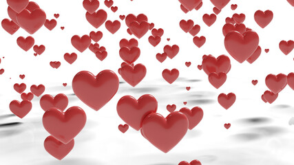 Valentine's day hearts isolate white 3d render