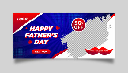 World Happy Father's Day. Father's day big sale. Banner vector for social media ads, web ads, discount flyers, and big sale banners.