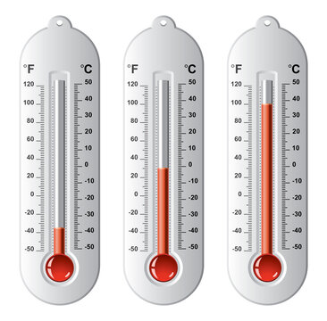 vector set of thermometers at different levels