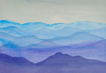 Заголовок

Watercolor drawing in blue tones, reminiscent of the landscape of the mountains.