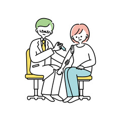 予防接種を受ける女性のイラスト