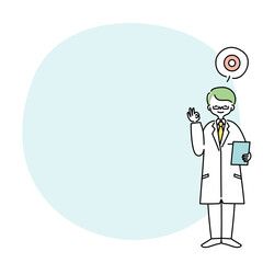 OKサインを出す白衣の男性のフレームイラスト