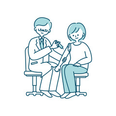 予防接種を受ける女性のイラスト
