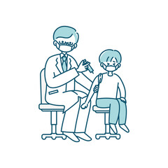 予防接種を受ける子どものイラスト（マスクあり）